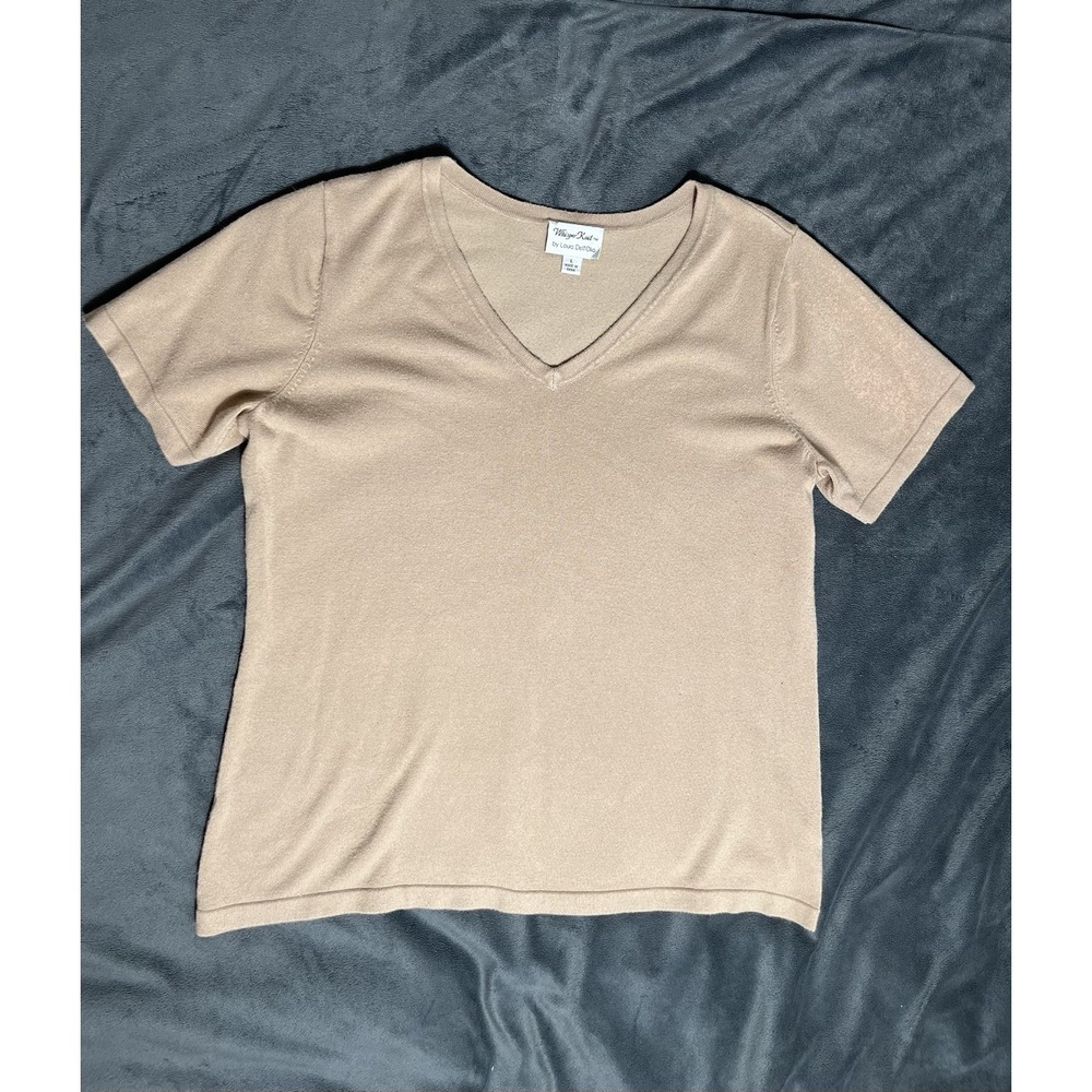 Whisper Knit Louis Dell'Olio Blouse Size L Solid Beige - Picture 2 of 8